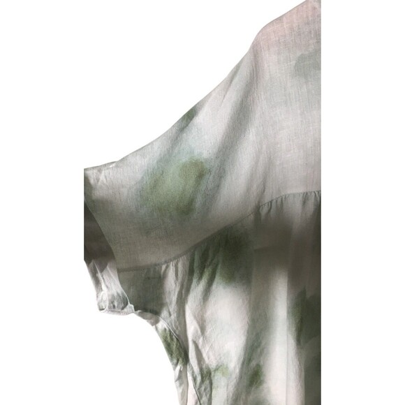 Celtic & Co Top Women's Size 10 White Green Tie Dye Oversized 100% Linen - Picture 2 of 5